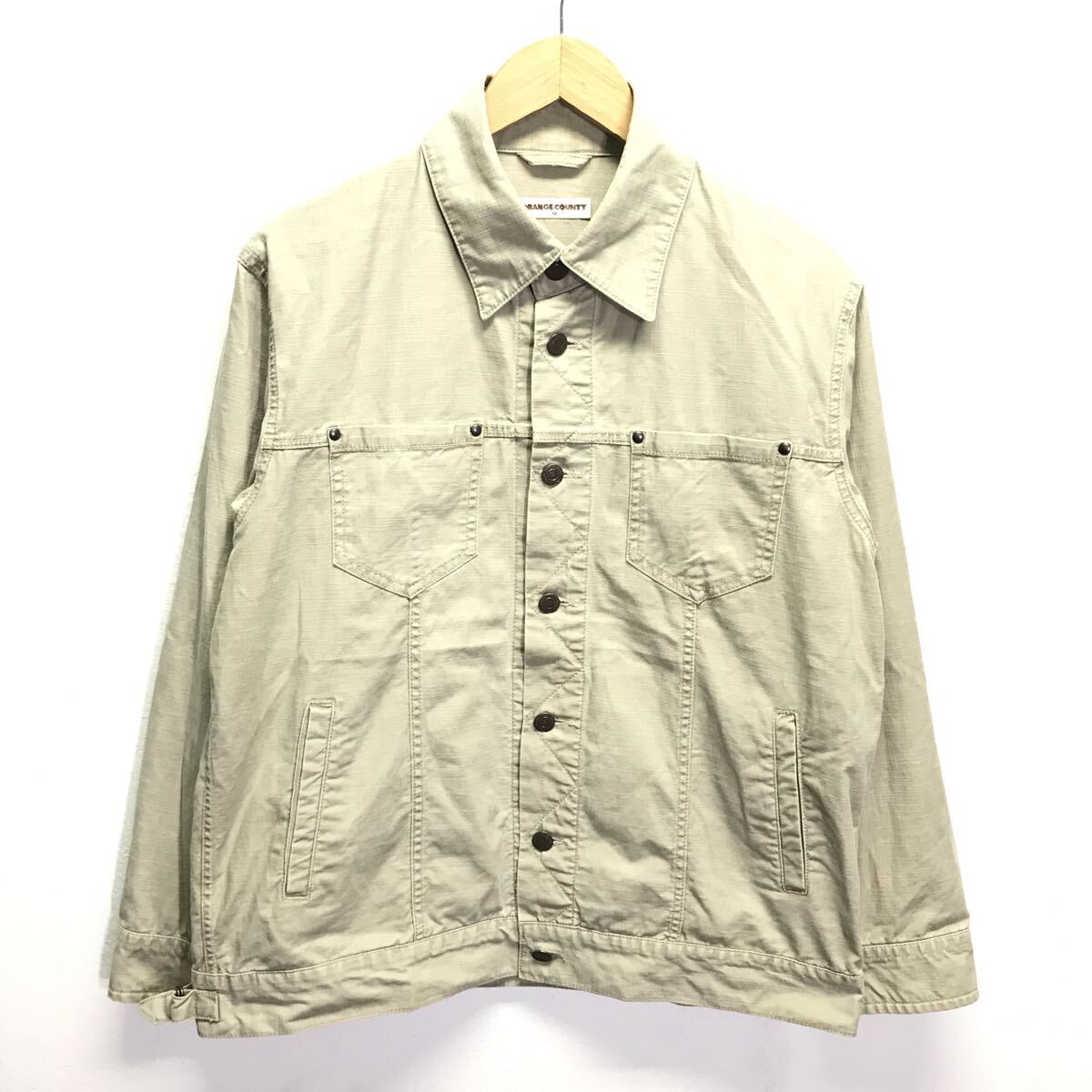トレンドのワイドシルエット◎【ORANGE COUNTY】デニムジャケット アウター ブルゾン Gジャン アメカジ 古着コーデ ベージュ M /Y14832ii拍卖