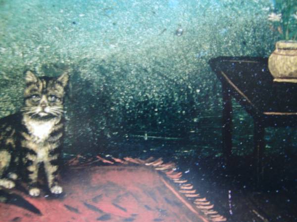 送料無料、希少画集画、高級新品額・額装付、猫 ネコ ねこ cat、絵画 油彩画 動物画、64、maca拍卖