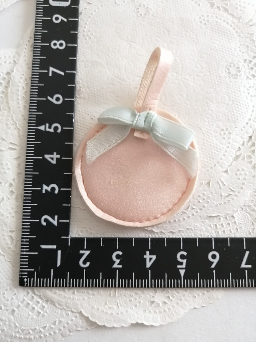 4r72 ドール用 レトロ 当時 丸型 バッグ ピンク×水色リボン ジェニー レトロ バービー ピュアニーモ リカちゃん ブライス 1/6ドール拍卖