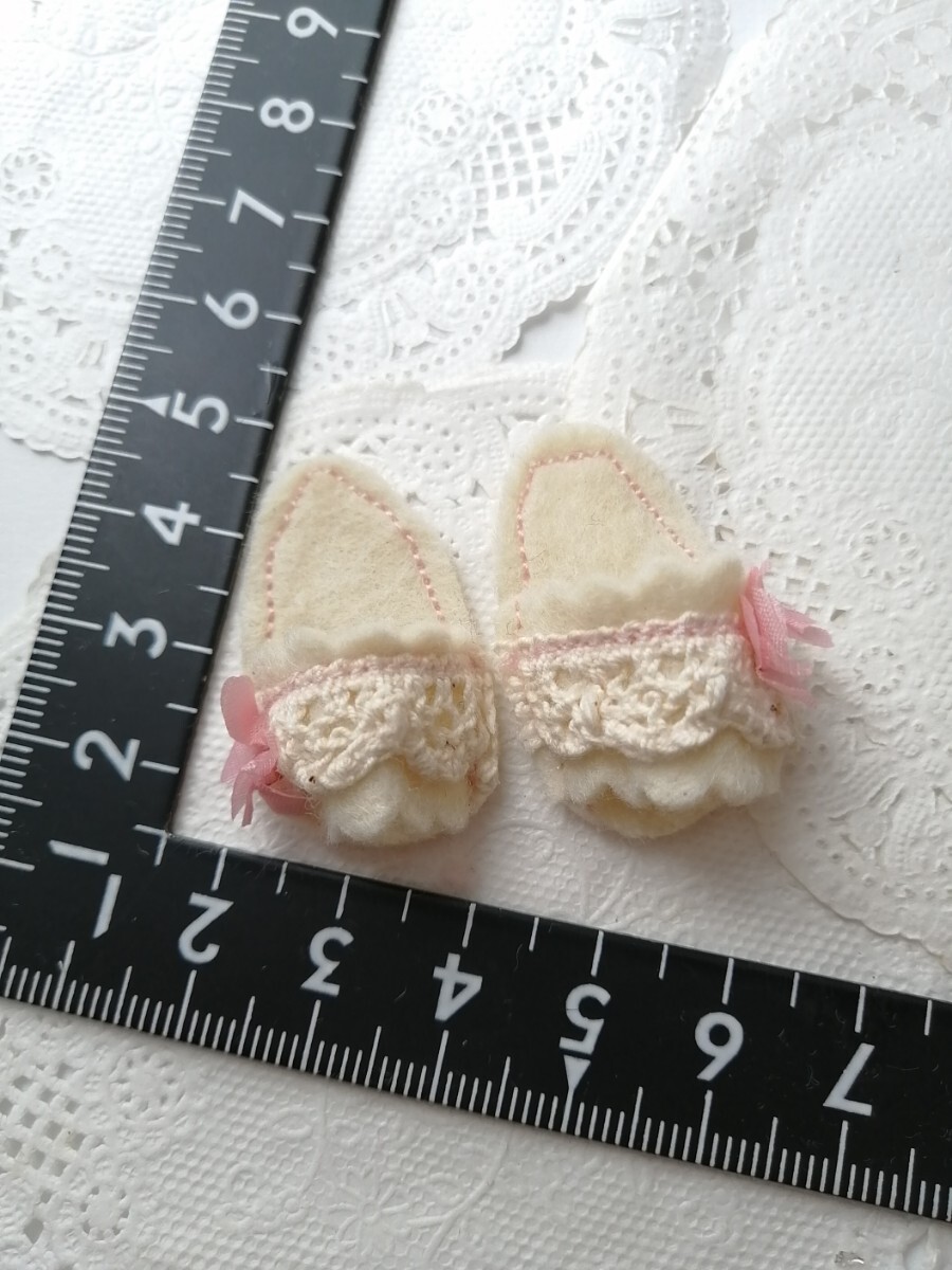 tia ドール用 ピンク お花付き スリッパ レース オフホワイト×ピンク タミーちゃん サイズ 拍卖