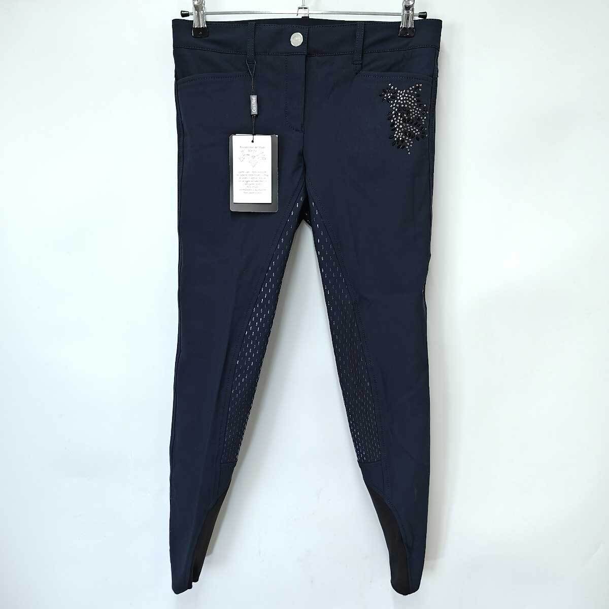 【中古・未使用品】エクイライン 乗馬 馬術 キュロット FULL GRIP フルグリップ GEMMAG IT44 EQUILINE ネイビー N08923 レディース拍卖