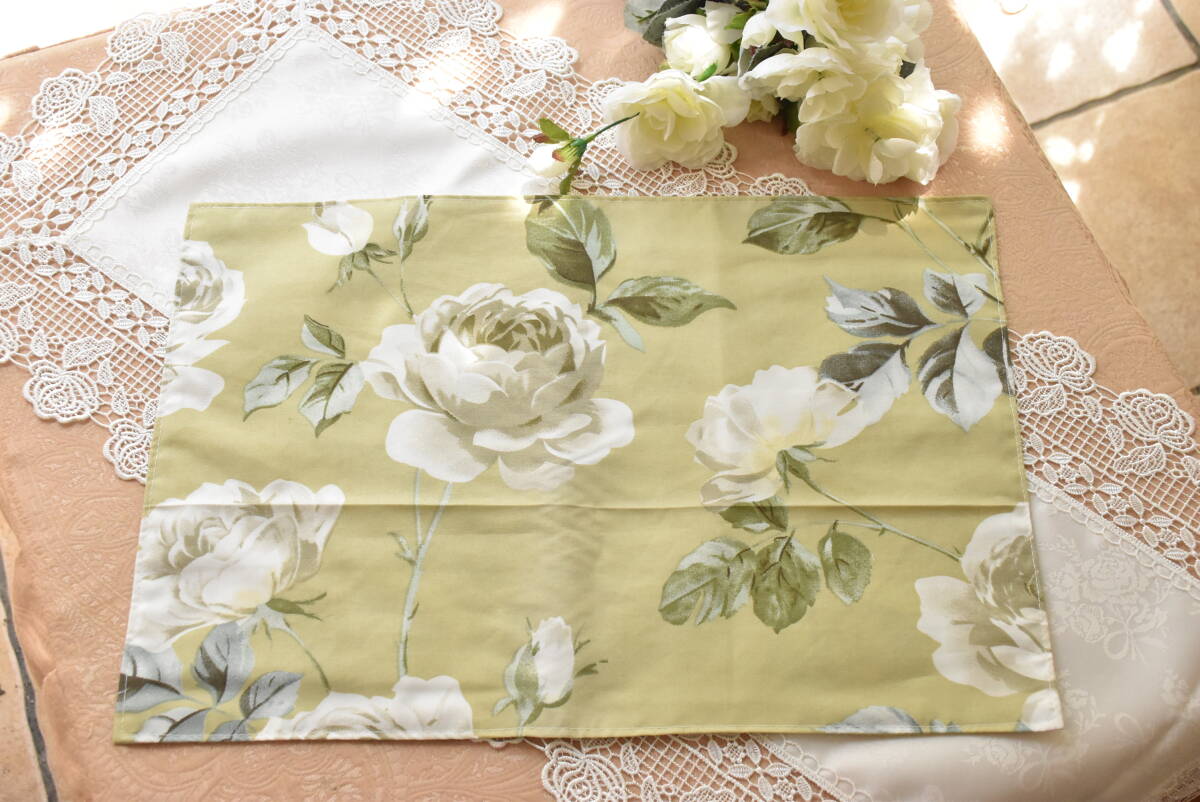 HM20*条件付き送料無料も有!*ランチョンマット*30×45*ハンドメイド*カルシア*バラ*おしゃれ*上品*エレガント*シック*おもてなし*手作り拍卖