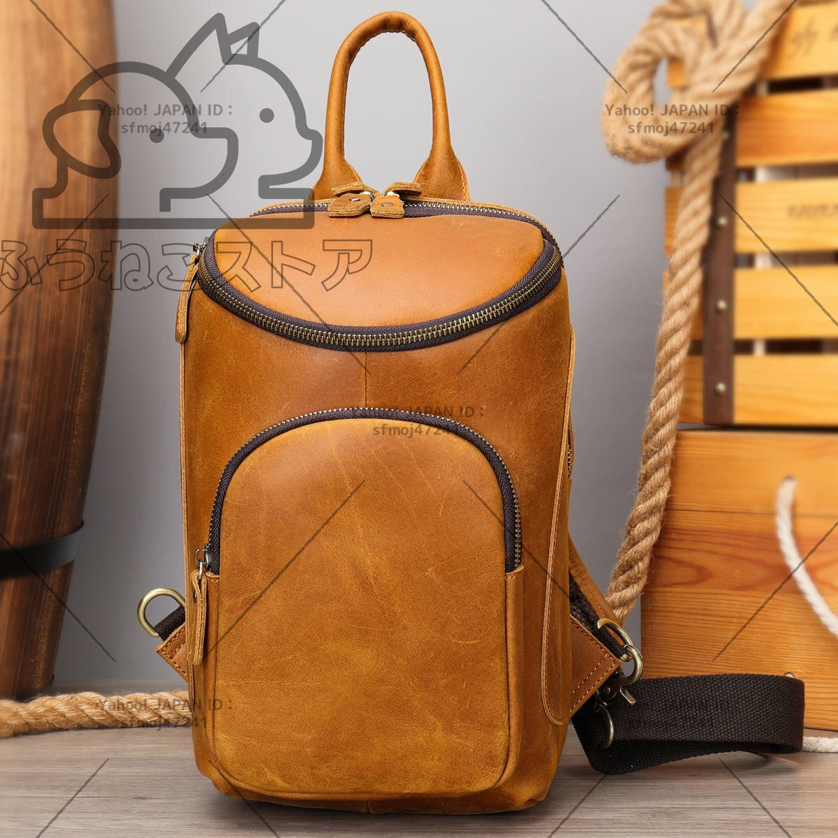 人気美品☆欧米レトロ大容量ショルダー斜め掛けバッグ牛革メンズレザー拍卖