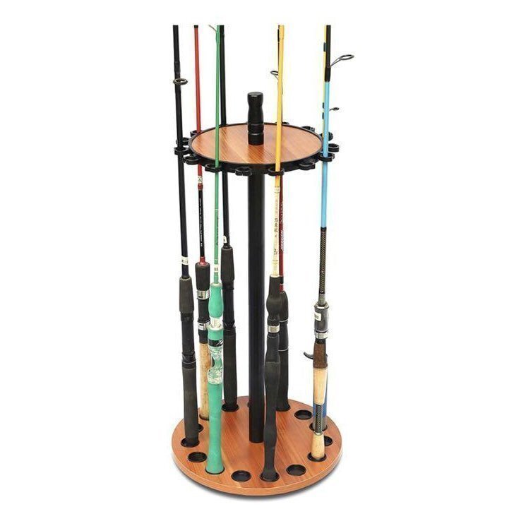LRM2282★ロッドスタンド 円形ロッドスタンド 15本釣竿収納 回転でき ロッドホルダー拍卖