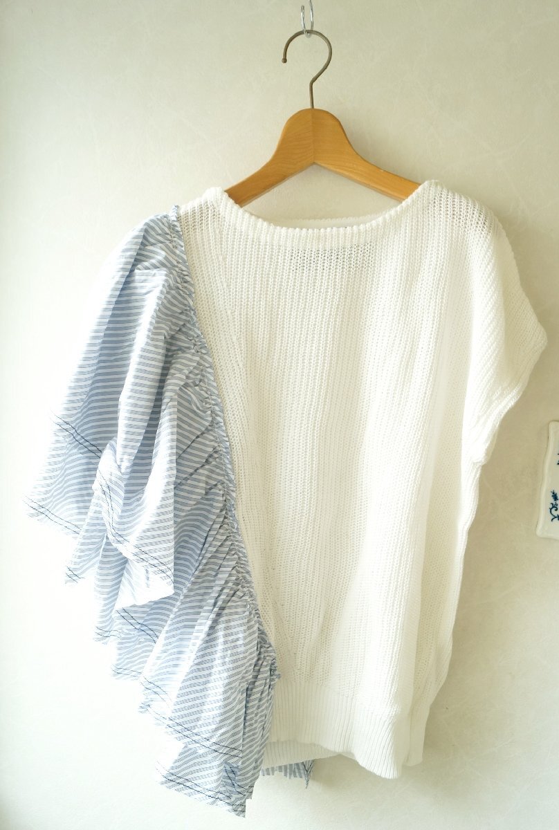 ★ADAWAS /アダワス *春夏オススメ☆ 切替コットンサマーニットトップス 白38* 古着のgplus広島 2407t1拍卖