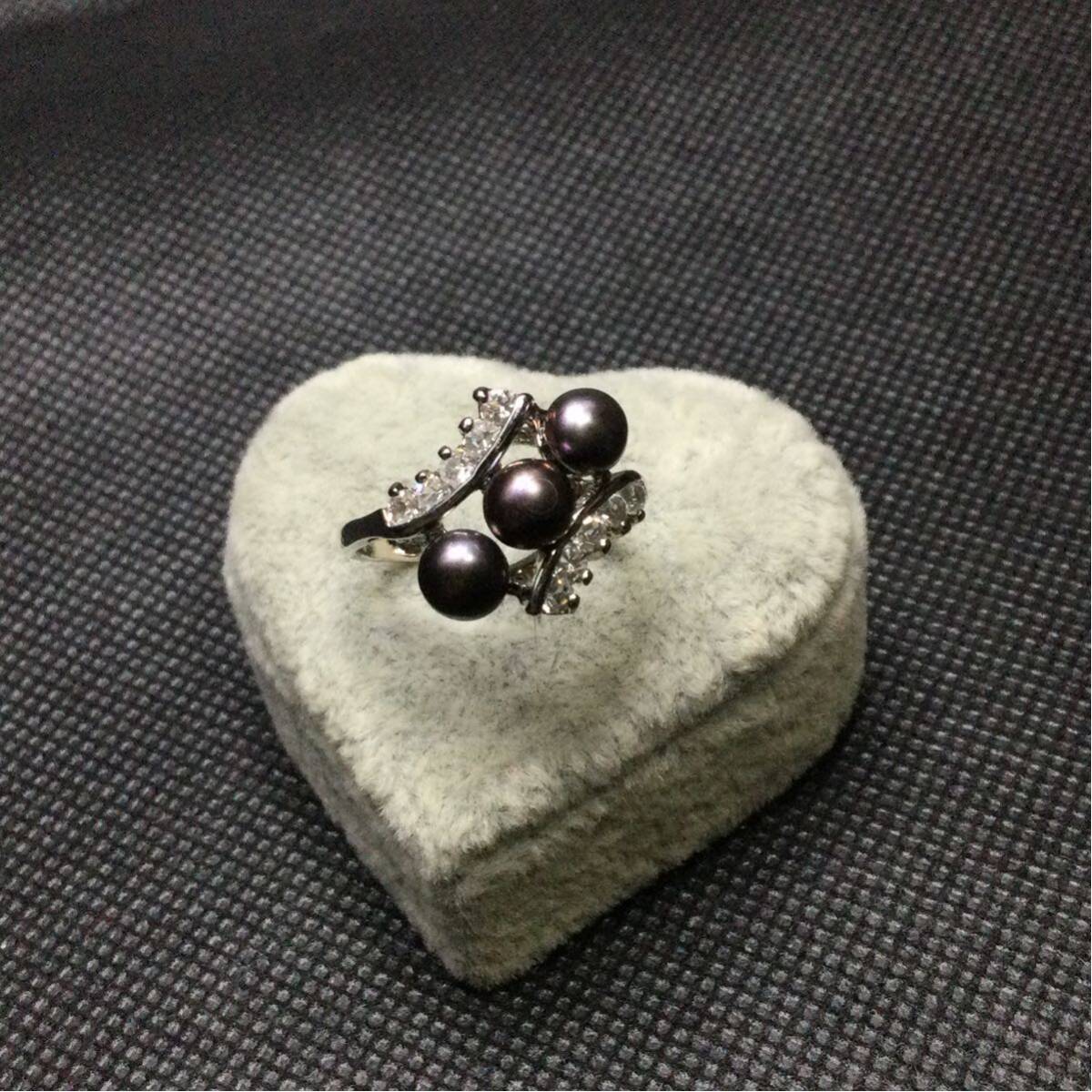 【SALE価格】ピーコック調カラー 淡水パール3粒 リング 【天然石 淡水パール】サイズ:15号拍卖