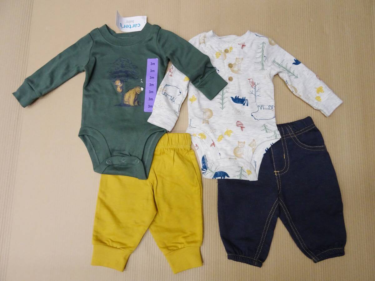H-021 新品 4点セット カーターズ carter's ベビー 男の子 女の子 ロンパース + パンツ 3M(0~3か月) 拍卖