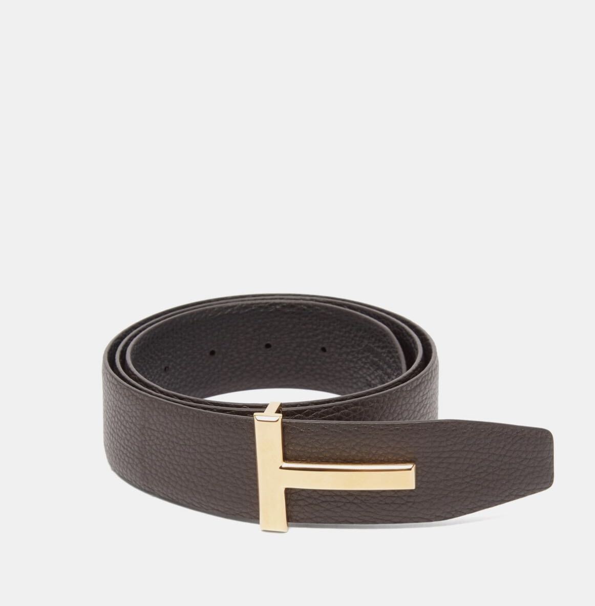 新品 Tom Ford Tロゴ リバーシブル レザー ベルト サイズEU80 黒レザー ブラック拍卖