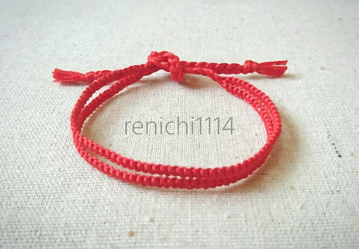 ミサンガ☆平織2連 赤☆アンクレット☆ブレスレット拍卖