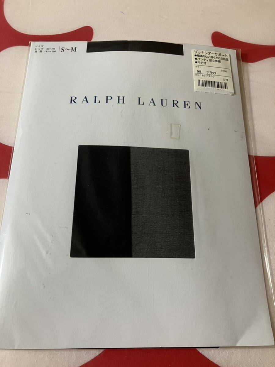 RALPH LAUREN パンティストッキング S-M ゾッキシアーサポート ブラック ラルフローレン パンスト panty stocking 滑らか マチ付 黒スト拍卖