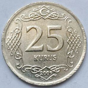海外コイン トルコ 25クルス クルシュ 2009年拍卖