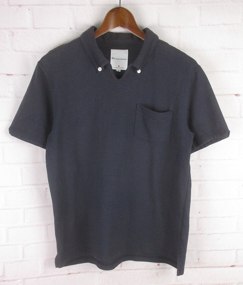 LSH4483 RE MADE IN TOKYO JAPAN アールイーメイドイントウキョウジャパン 半袖 スキッパー S ネイビー系拍卖