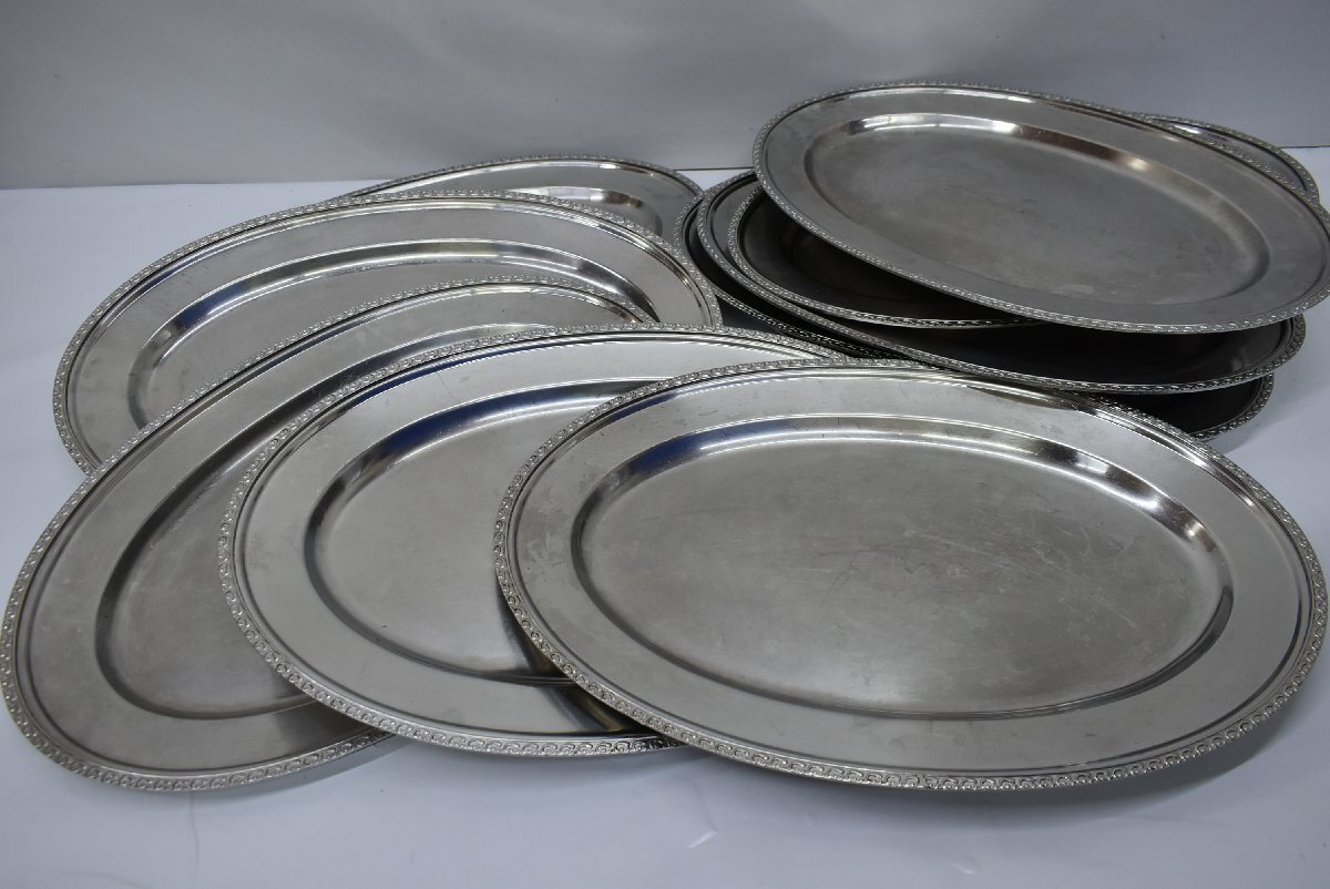 小判皿10枚まとめて☆ステンレス 小判皿(菊渕) 10枚セット 厨房 洋食器 バイキング ビュッフェ★10714拍卖