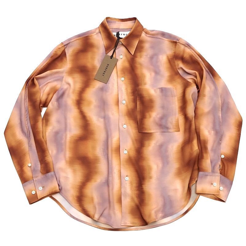 G05232 新品 NVRFRGT/ L/S シャツ 【サイズ:1】 AMBER NF231S01 RECYCLED POLYESTER DISTORTED STRIPED SHIRT ネヴァーフォーゲット拍卖