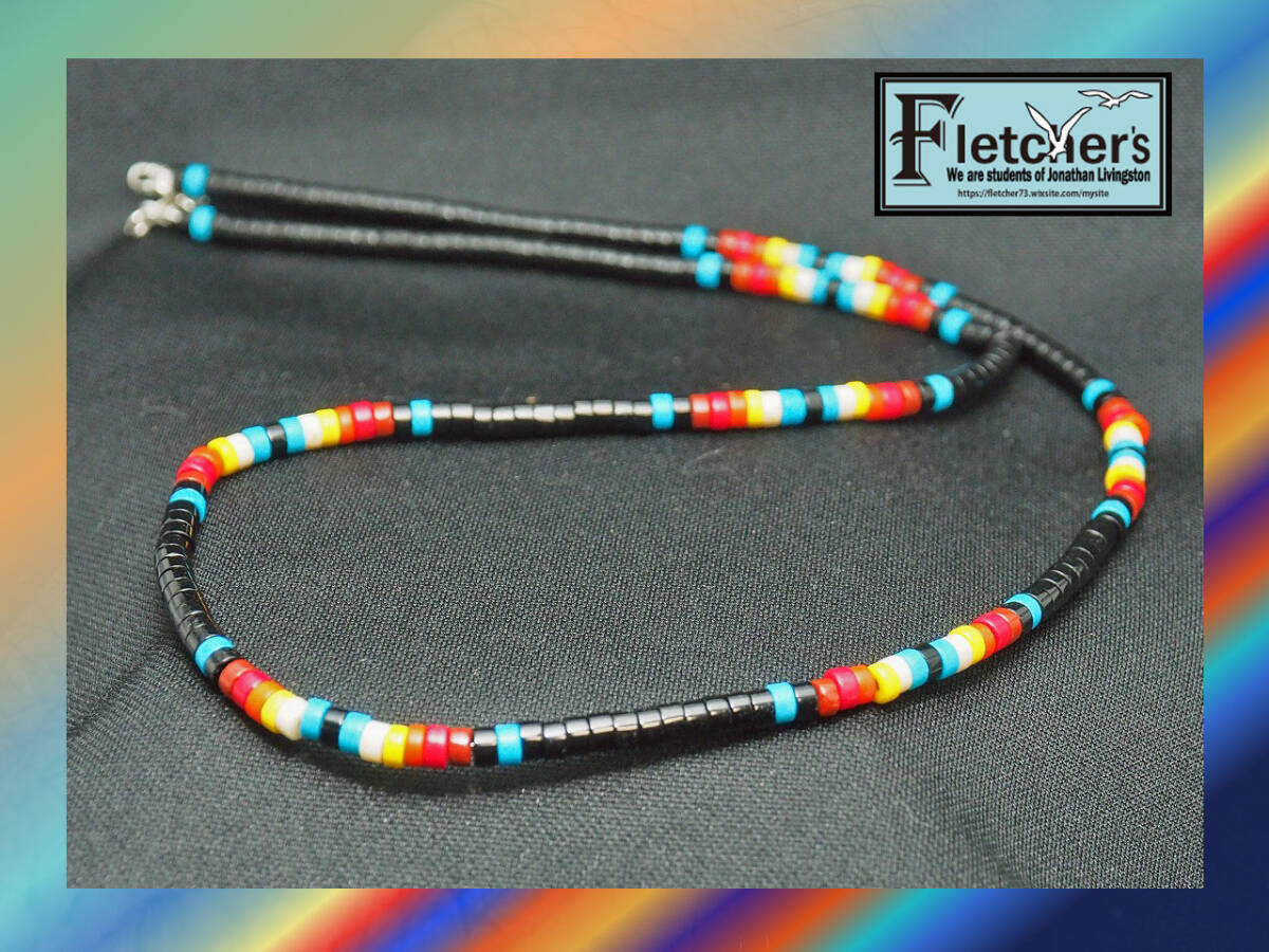 インディアンジュエリー サントドミンゴ族S. Duncan作 ヘイシビーズネックレス ネイティブアクセサリー西海岸スタイル h48拍卖