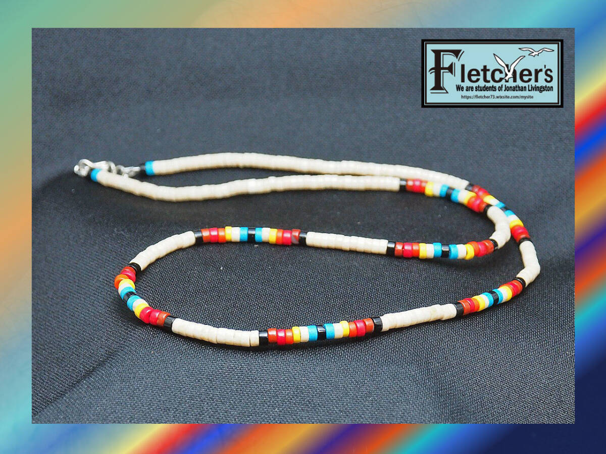 インディアンジュエリー サントドミンゴ族S. Duncan作 ヘイシビーズネックレス ネイティブアクセサリー西海岸スタイル h49拍卖