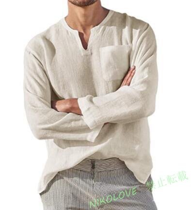 新品シャツ メンズ 長袖 カジュアルシャツ 棉麻シャツ ワイシャツ 白シャツ アメカジ トップス オシャレ 春夏秋サイズ選択可 LD252拍卖