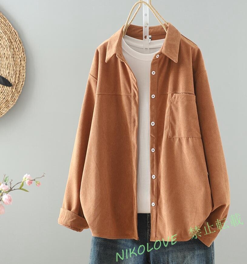 新品カジュアル ブラウス コットン 大きいサイズ トップス 長袖 シャツ 大きいサイズ レディース 上品 シャツアウター カーキ LH888拍卖