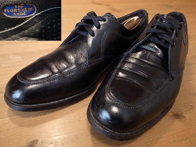 FLORSHEIM フローシャイム 革靴 ビンテージ Uチップ レザーシューズ 黒 USA仕入 サイズ 10D 約28㎝拍卖