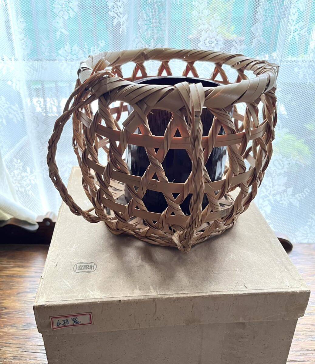 山路籠 竹の花入 訳あり 京都 清昌堂 背負子 花入 茶道具 山路篭 未使用品 竹工芸 竹細工 花入れ 竹製 自宅保管品拍卖