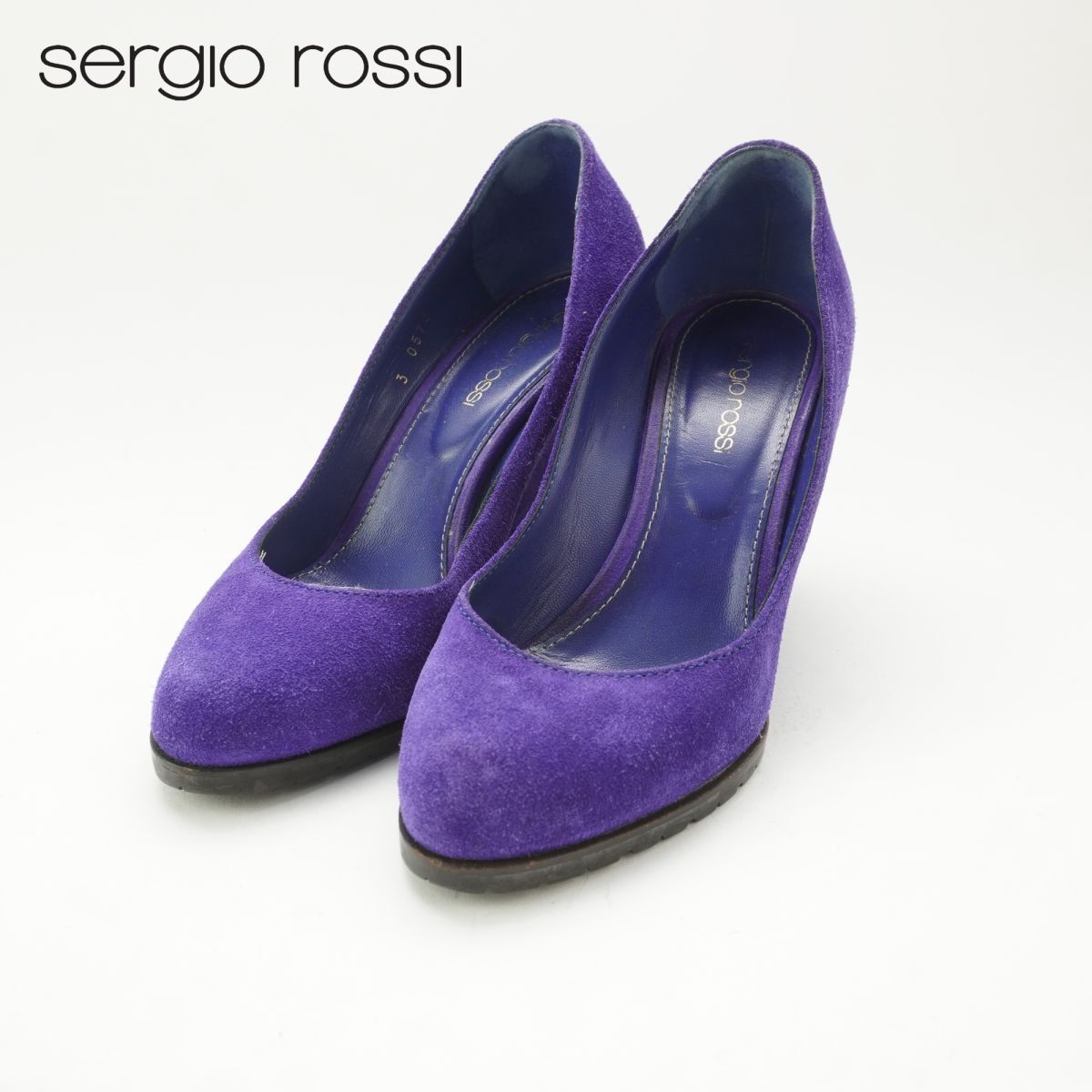 Sergio Rossi セルジオロッシ 35 22.0 パンプス ウェッジソール スエード パープル 袋付き/RC95拍卖