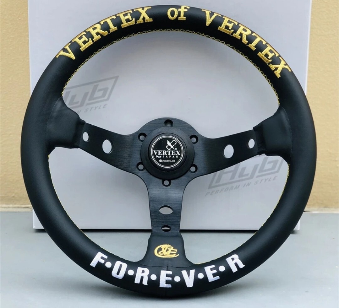 ①ユニバーサルレーシング スポーツ ステアリング スター FOREVER VERTEX リアルレザー,レーシングホイール 13インチ 深さ87mm 拍卖