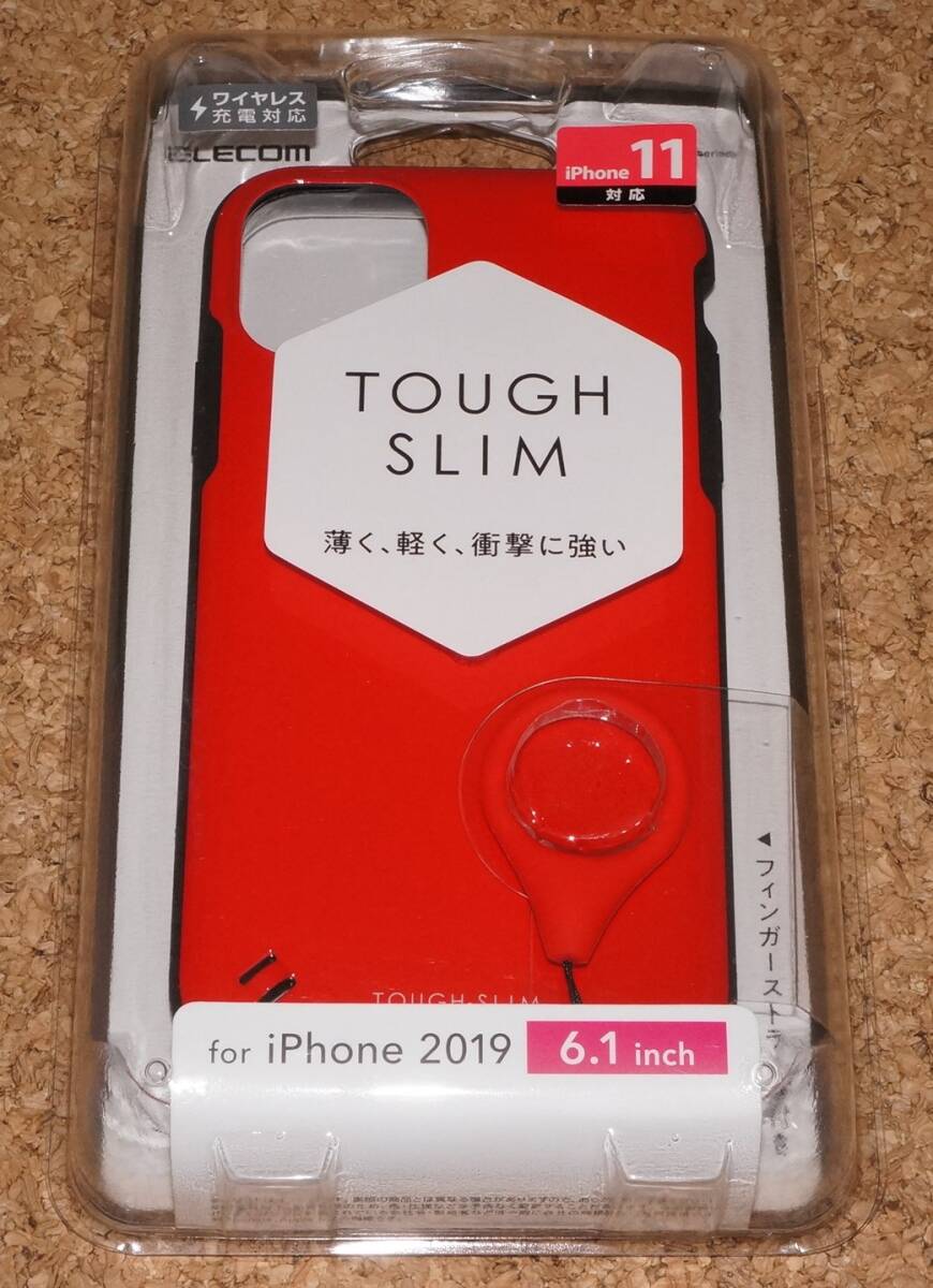 ★新品★ELECOM iPhone11 TOUGH SLIM ストラップ付き レッド拍卖