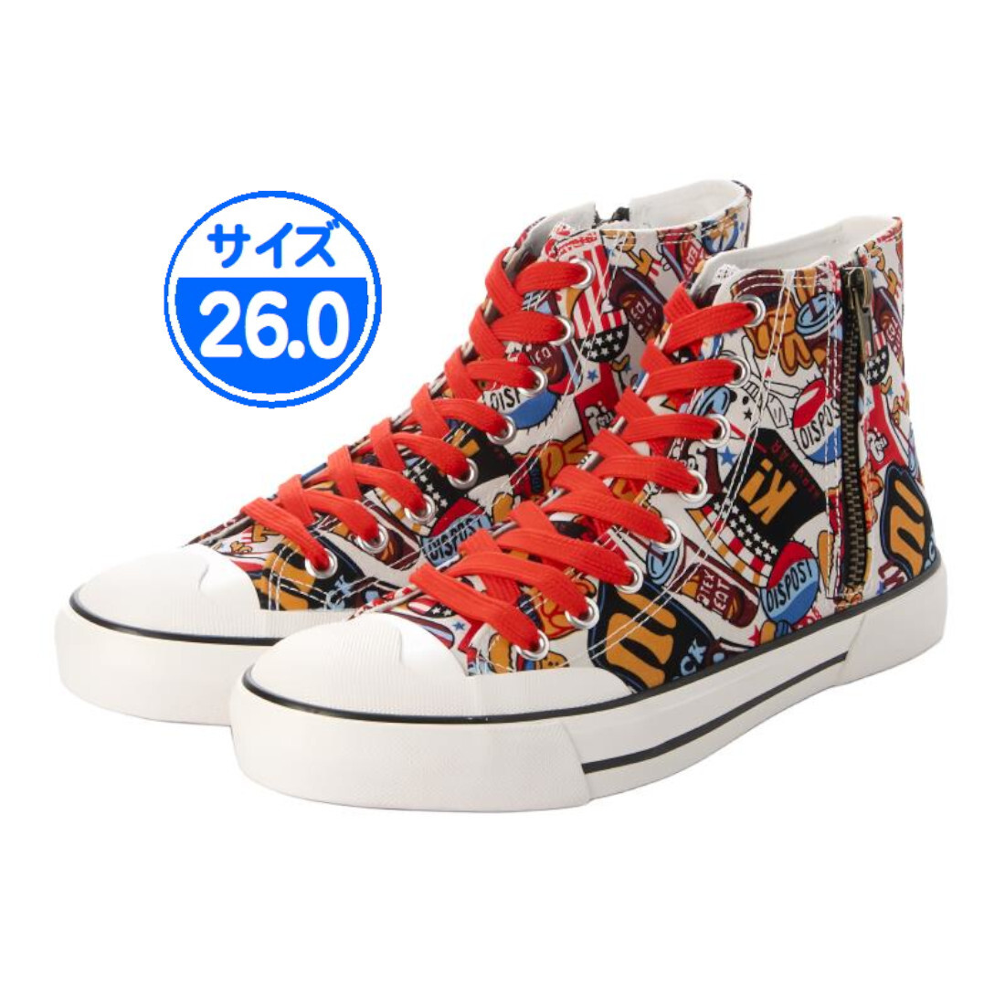 【アウトレット】キャンバススニーカー マルチレッド 26.0cm 赤 23557拍卖