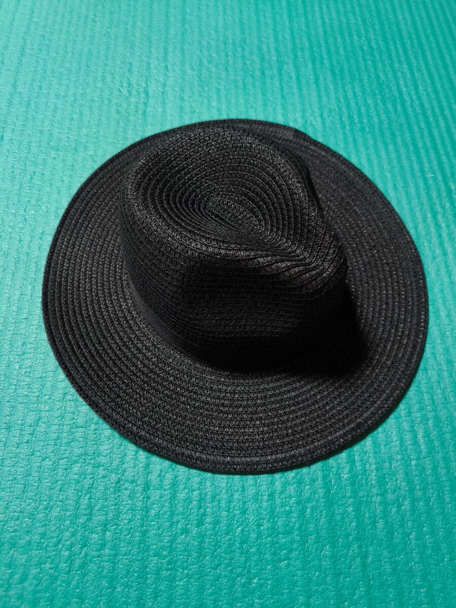 WP58207 俺がいた夏の黒帽麦わらフェドラ サイズ59 ツバ幅7.5cm拍卖