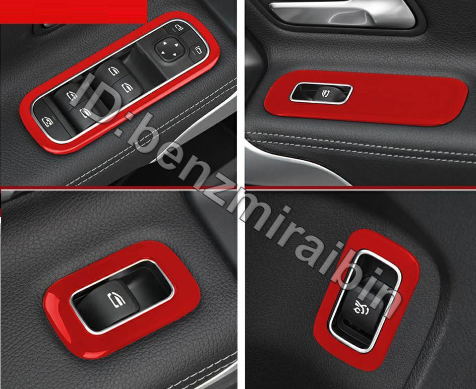 赤 車 窓 リフト スイッチ ボタン カバー トリムステッカー アクセサリー メルセデス ベンツ Aクラス W177 V177 A180 A200 A220 A250 2019+拍卖