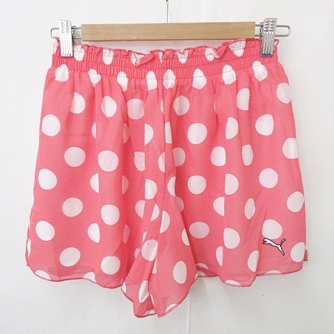 未使用品 プーマ ゴルフ PUMA ショートパンツ キュロットスカート ドット柄 水玉 総柄 白 ピンク ホワイト M レディース拍卖