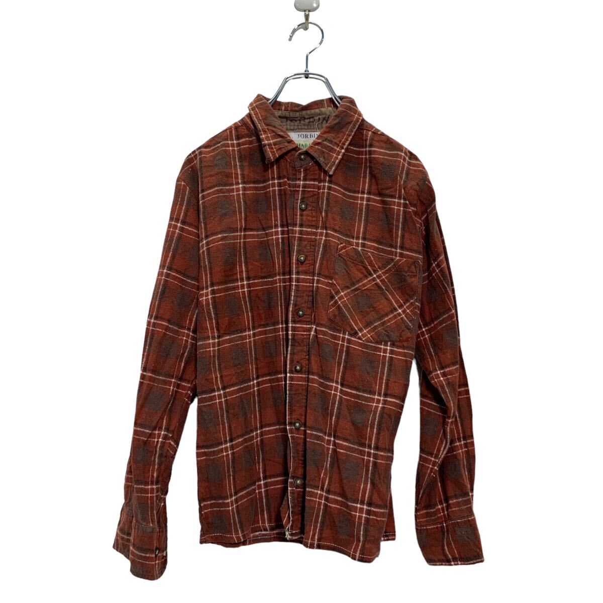 HABAND 長袖 チェック ネルシャツ L 150~ キッズ ブラウン 胸ポケット 古着卸 アメリカ仕入 a607-5176拍卖