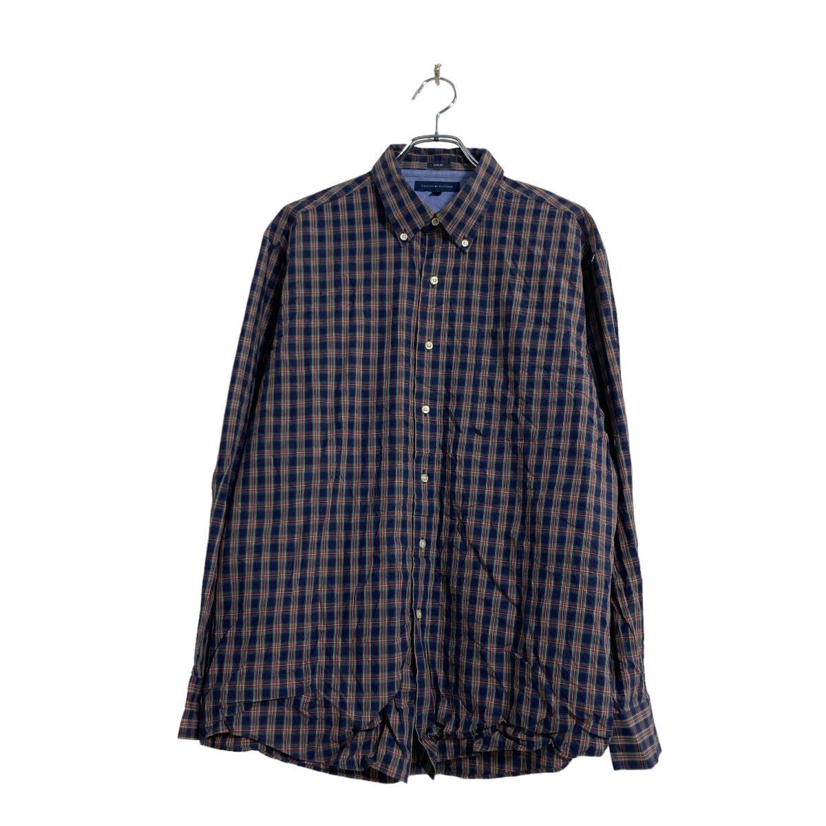 TOMMY HILFIGER 長袖 チェックシャツ XL ネイビー レッド グリーン トミーヒルフィガー ビッグサイズ 古着卸 アメリカ仕入 a607-5683拍卖