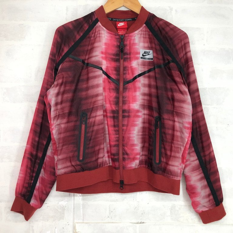NIKE ナイキ インターナショナル フルジップ ナイロンジャケット ボマージャケット SIZE:M レディース ウィメンズ レッド LH632024072312拍卖