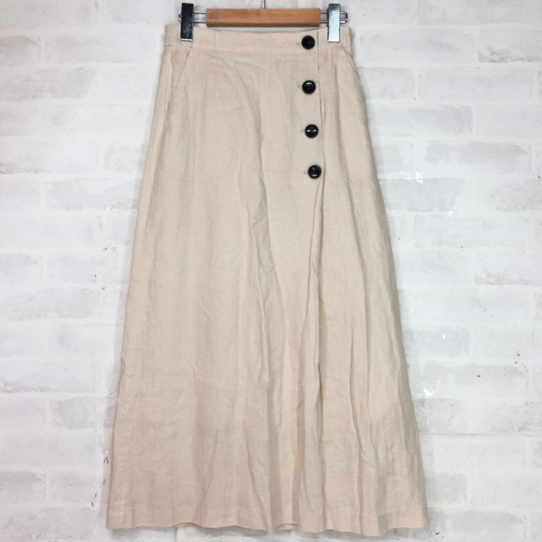 SLOBE IENA スローブ イエナ 18SS リネン ボタン ロングタイトスカート SIZE:36 (S) ベージュ LH632024072710拍卖