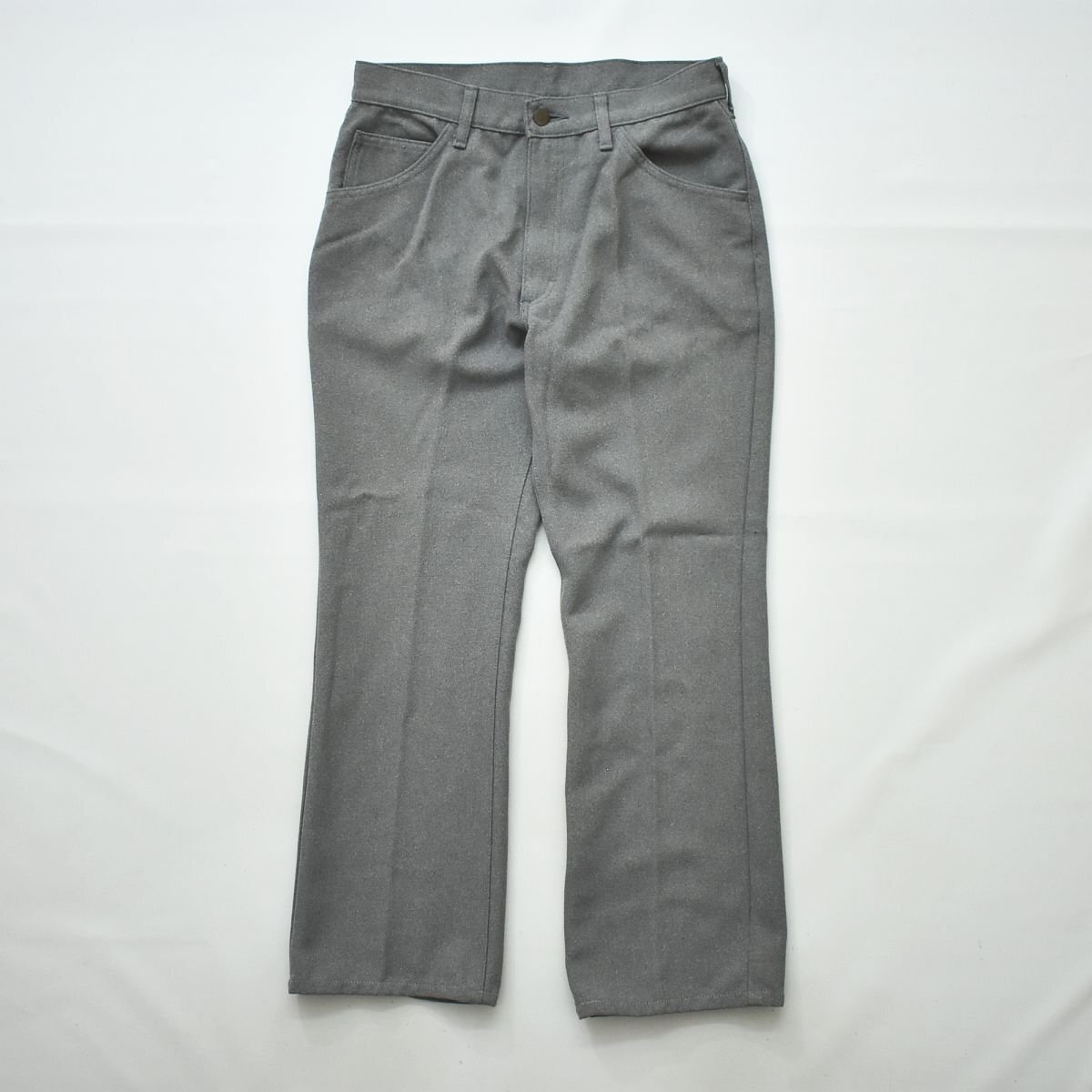 ★オールド 旧タグ リー Lee センタープレス ポリエステル フレア ドレス パンツ 32x34 グレー ★メンズ 古着 ブーツカット スラックス★拍卖