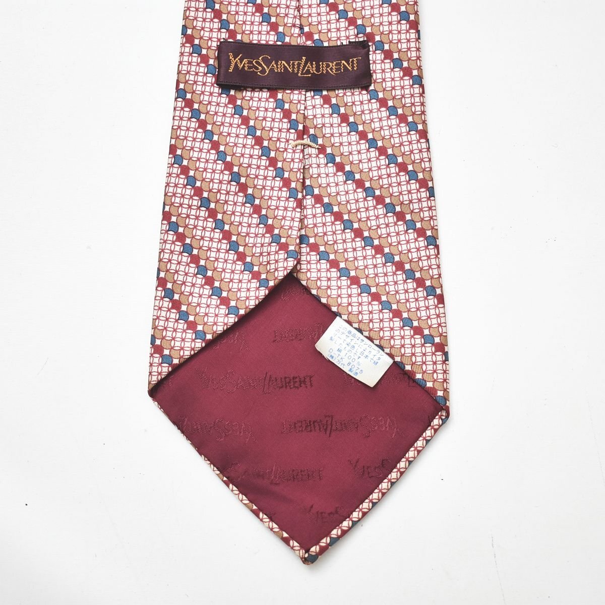 ★美品 80s 90s ヴィンテージ イヴサンローラン YVES SAINT LAURENT 総柄 シルク ネクタイ 145cmx大剣幅10cm ★ YSL ビンテージ オールド★拍卖