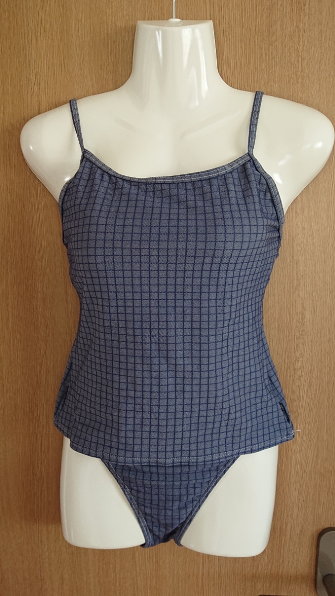 ☆デニム調☆格子チェック柄のタンキニ水着2点セット☆11L☆ニッキー株式会社☆拍卖