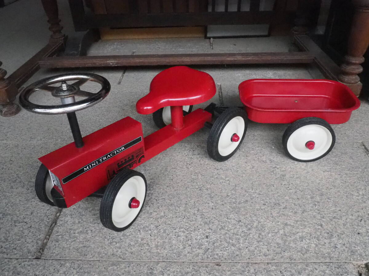 【カーゴ付きトラクター】乗用玩具ペダルカー古道具アンティーク骨董インテリア足蹴り自動車インダストリアル三輪車ミニカー自転車拍卖
