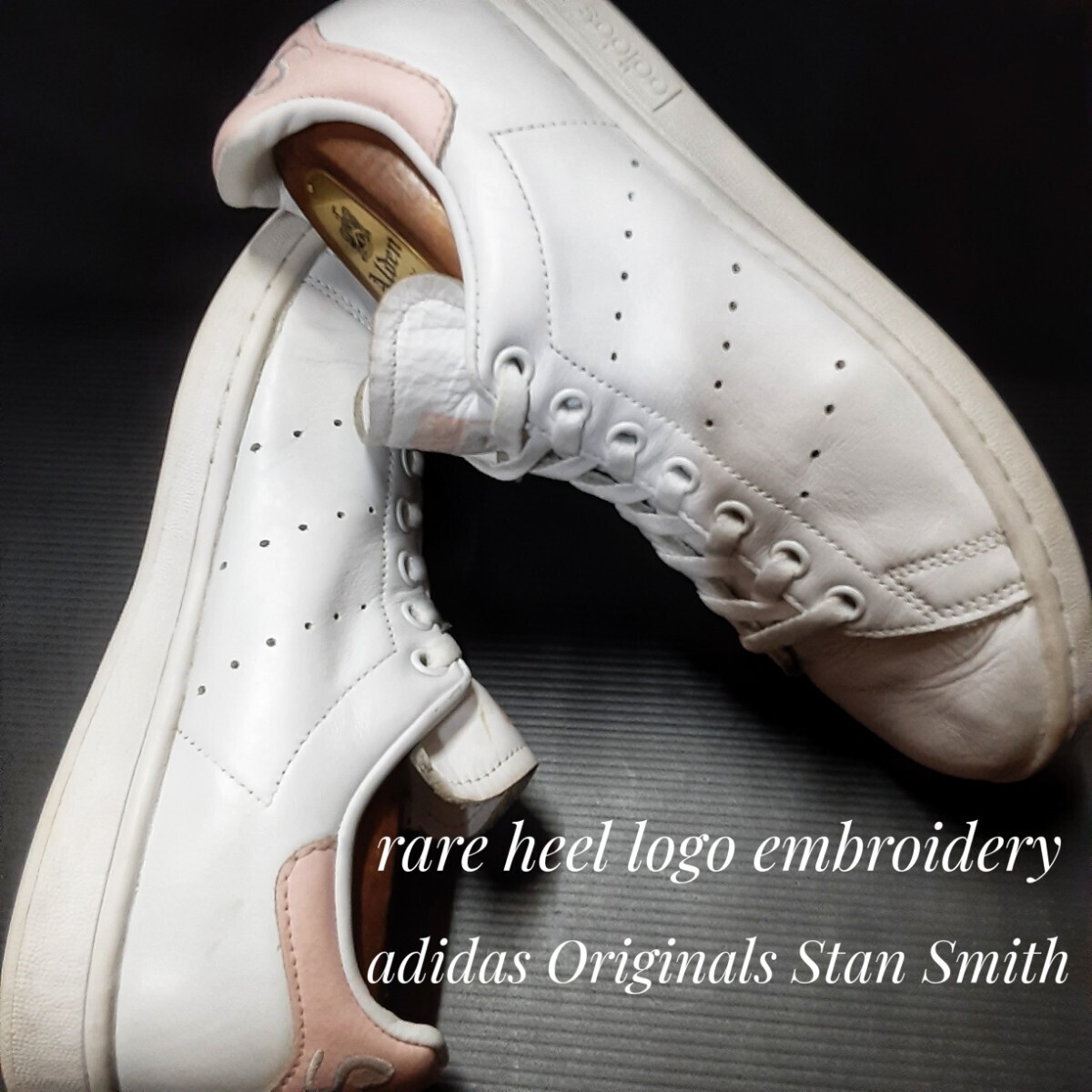 最値!19年製!完売旧モデル!希少ヒールロゴ刺繍!アディダス オリジナルス スタンスミス高級カウレザー スニーカー!ホワイト!白桃色 25cm 拍卖