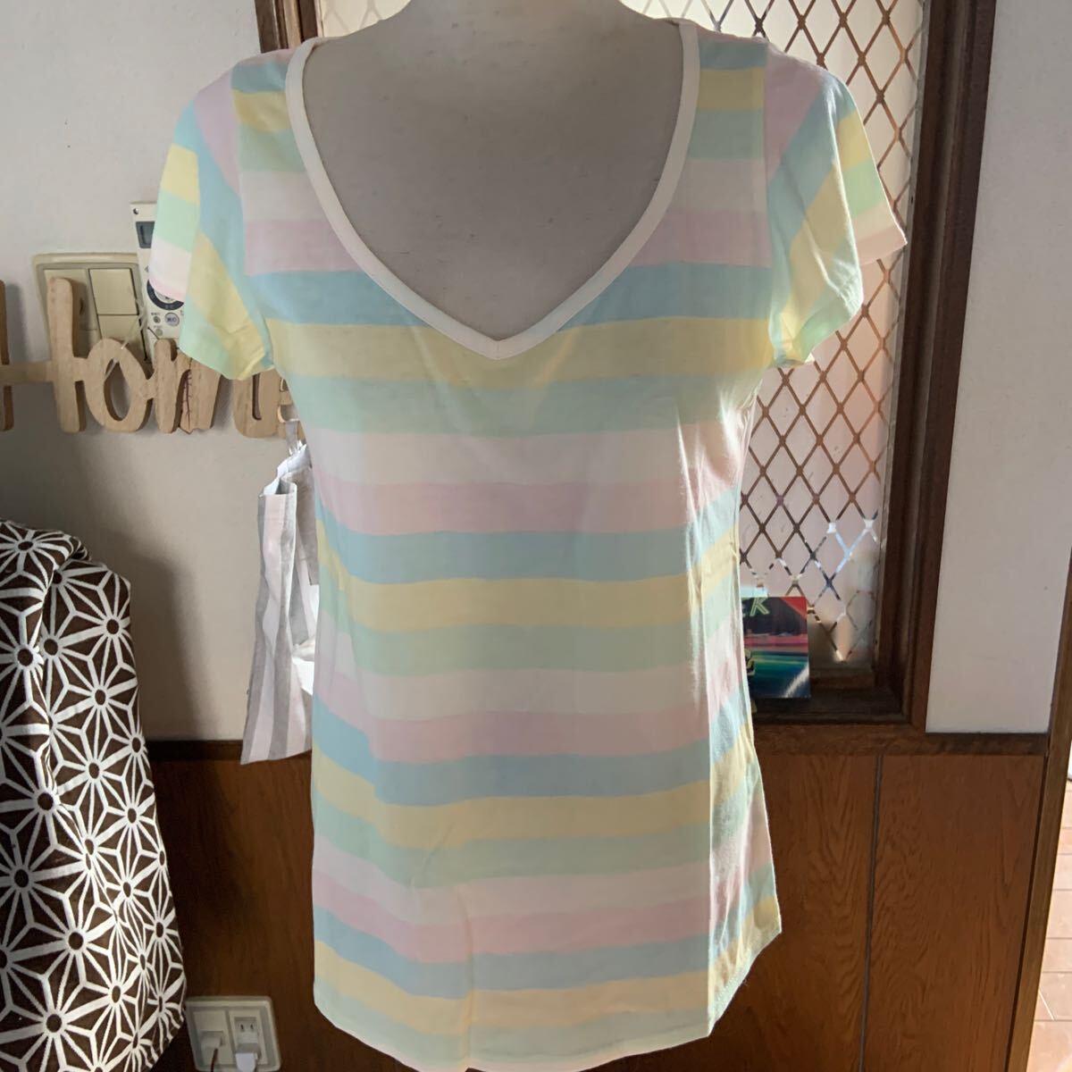 peach John バックティアードフレアTマルチボーダー新品Mサイズ、拍卖