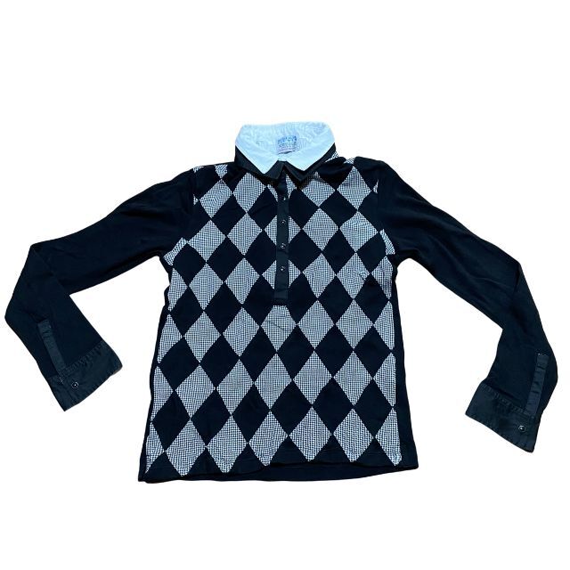 ニコルクラブフォーメン アーガイル柄 長袖ポロシャツ フェイクレイカード NICOLE CLUB FOR MEN ロンT 長袖Tシャツ 雅瀬528拍卖