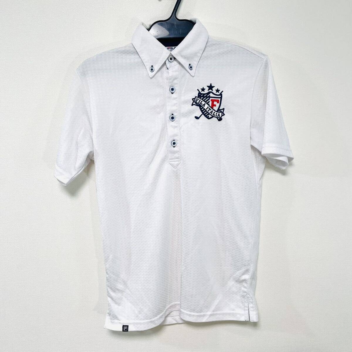 ★美品★FILA GOLF フィラゴルフ 半袖ポロシャツ メンズS 吸汗速乾素材 ゴルフシャツ ゴルフウェア ボタンダウン拍卖