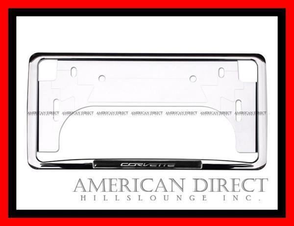 【GM正規/純正品/日本規格サイズ】CORVETTE (コルベット) ロゴ入り クローム ナンバー フレーム プレート ライセンス フロント リア 1枚拍卖