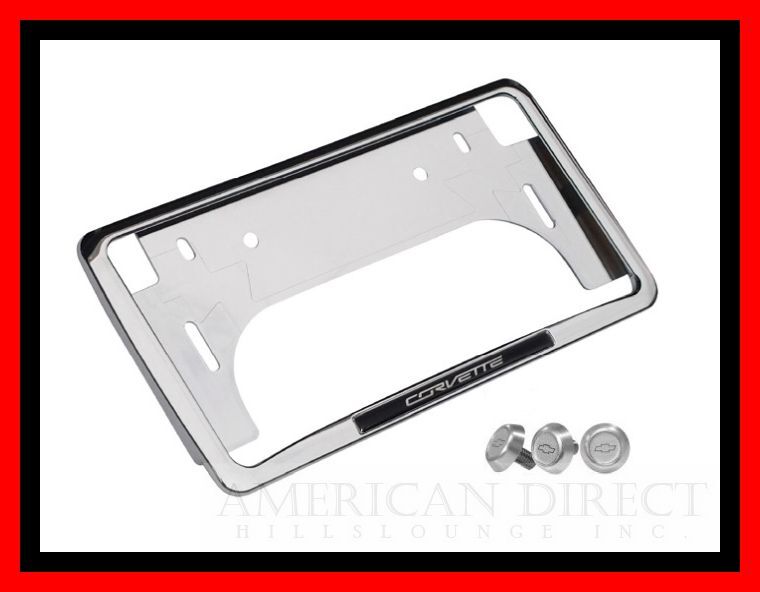 【GM正規/純正品/豪華セット(C)】コルベット シボレー ロゴ入り ナンバー フレーム(1個) + ボルト(3本) フレーム プレート ライセンス拍卖