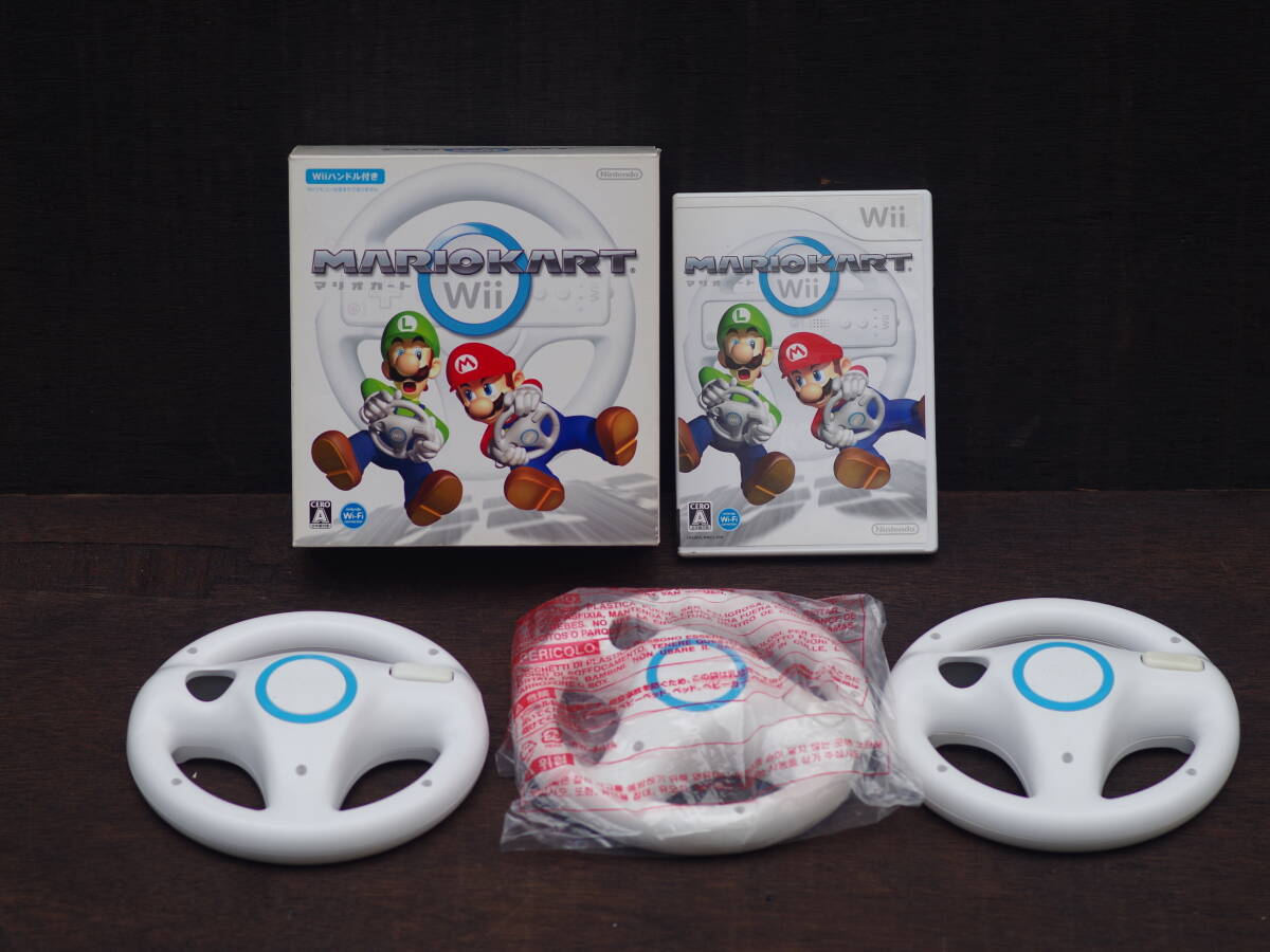 M11063 Wii マリオカート Wiiハンドル3個 ソフトセット MARIOKART 起動確認OK 60サイズ 0606拍卖