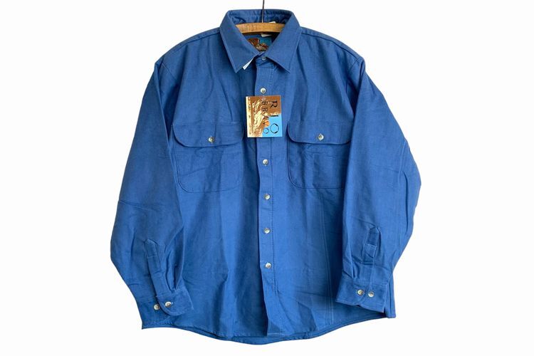 デッドストック◎90s~ビンテージRIOBRAVOリオブラボボディオールコットン長袖シャツLブルー系アメカジストリートアウトドア h23572拍卖
