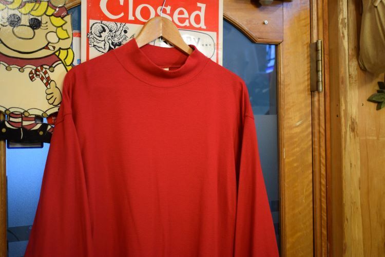 グッドカラーUSA製ビンテージL.L.BeanエルエルビーンDOUBLE L SHIRTS長袖モックネックTシャツL赤色アメカジアウトドアストリートh23639拍卖