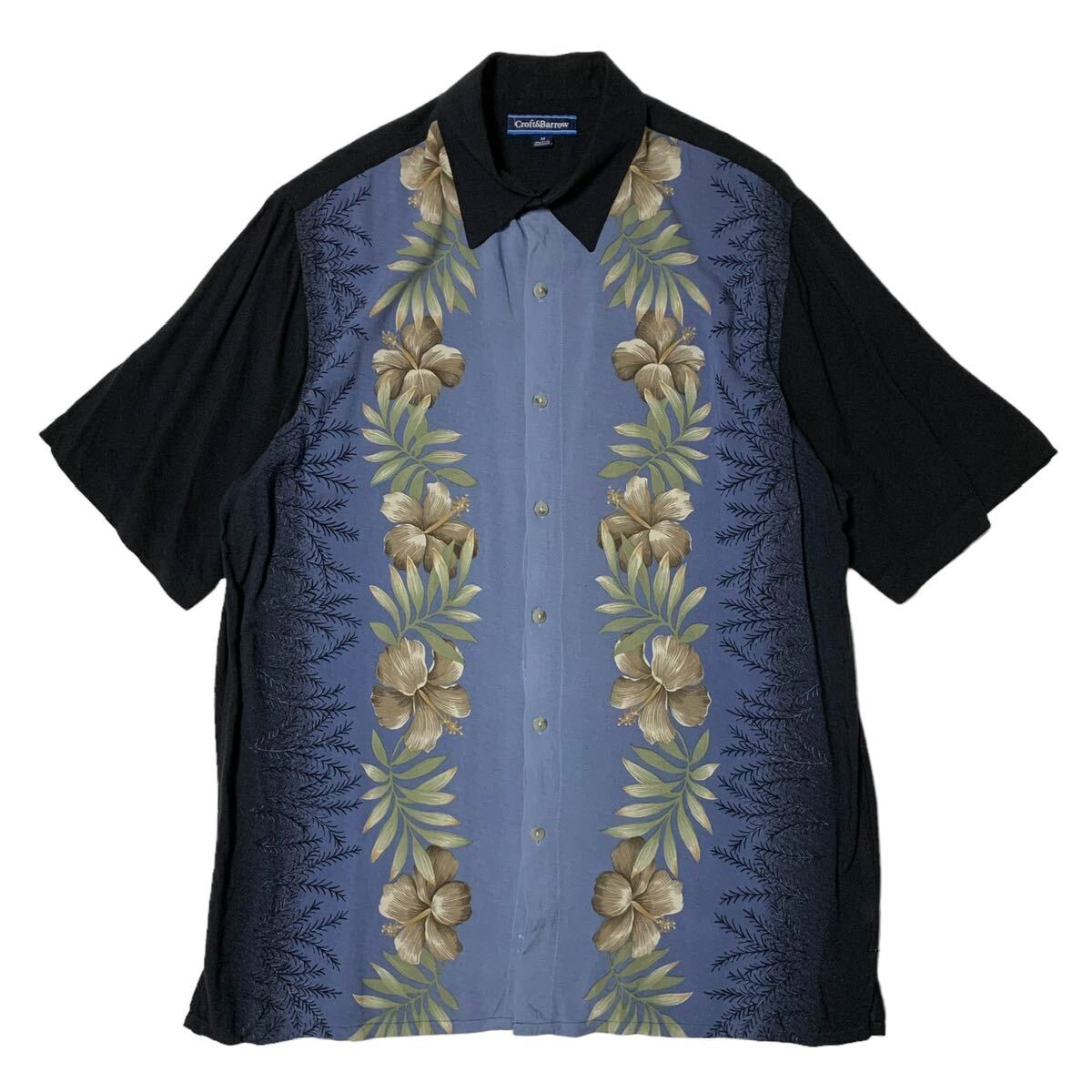 レーヨン100% ハワイアンシャツ M アロハ キューバシャツ バイカラー ツートン 花柄 GLADHAND SUN SURF アメカジ 東洋 マッコイズ 90s拍卖