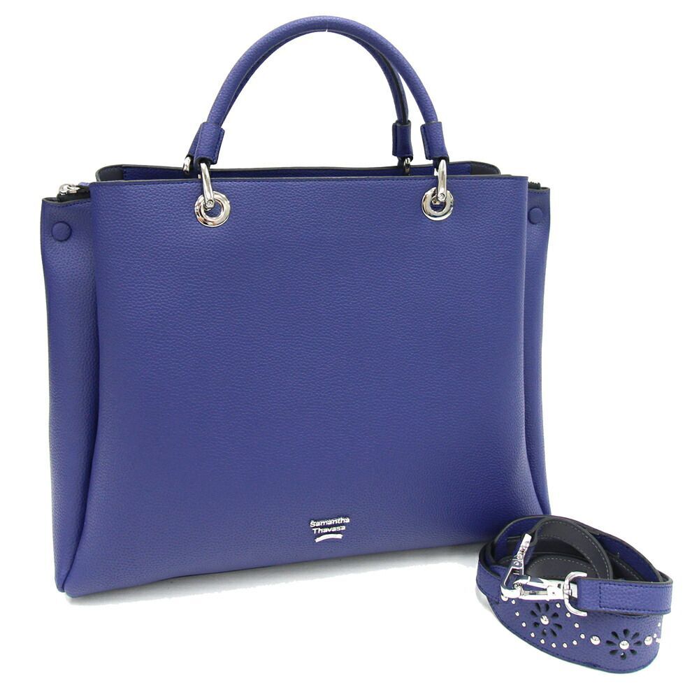 サマンサタバサ 2WAYハンドバッグ ルイーザ SA1720AW16544 ネイビー レザー 中古 レディース 女性 A4収納拍卖
